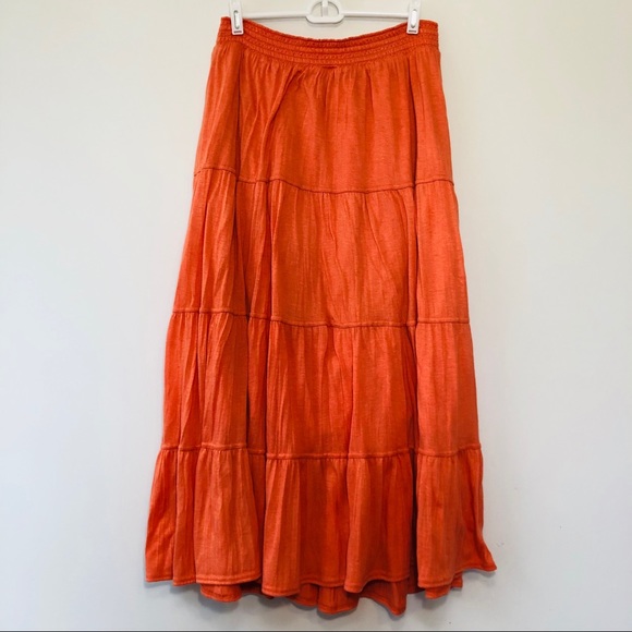 orange maxi skirt boho